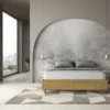 Letto 160x200cm matrimoniale contenitore sommier in tessuto giallo LIT370