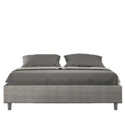 Letto 160x200cm matrimoniale contenitore sommier in tessuto grigio LIT370