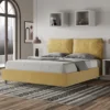 Letto 160x200cm matrimoniale contenitore con cuscino in microfibra ocra LIT422
