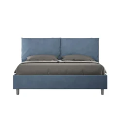 Letto 160x200cm matrimoniale contenitore con cuscino in microfibra blu LIT422