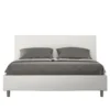 Letto 160x200cm matrimoniale contenitore con testiera imbottita in similpelle bianco LIT396