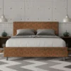 Letto 160x200cm matrimoniale contenitore con testiera imbottita in tessuto arancio LIT402