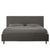 Letto 160x200cm matrimoniale contenitore con testiera imbottita in microfibra grigio LIT398