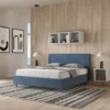 Letto 160x200cm matrimoniale contenitore con testiera imbottita in microfibra blu LIT398