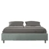 Letto 160x210cm matrimoniale contenitore sommier in tessuto azzurro LIT384