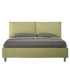 Letto 160x210cm matrimoniale contenitore con cuscino in microfibra tè verde LIT426