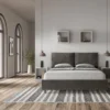 Letto 160x210cm matrimoniale contenitore con cuscino in microfibra grigio LIT426