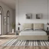 Letto 160x190cm matrimoniale contenitore con cuscino in microfibra sabbia beige LIT418