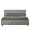 Letto 160x190cm matrimoniale contenitore con testiera imbottita in tessuto grigio LIT390
