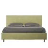 Letto 160x210cm matrimoniale contenitore con testiera imbottita in microfibra tè verde LIT408
