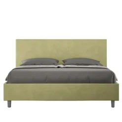 Letto 160x210cm matrimoniale contenitore con testiera imbottita in microfibra tè verde LIT408