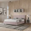 Letto 160x210cm matrimoniale contenitore con testiera imbottita in microfibra glicine lilla LIT408