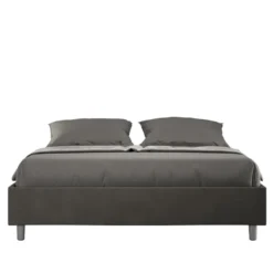 Letto 160x210cm matrimoniale contenitore sommier in microfibra grigio LIT378