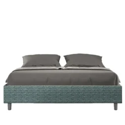 Letto 160x190cm matrimoniale contenitore sommier in tessuto blu LIT364