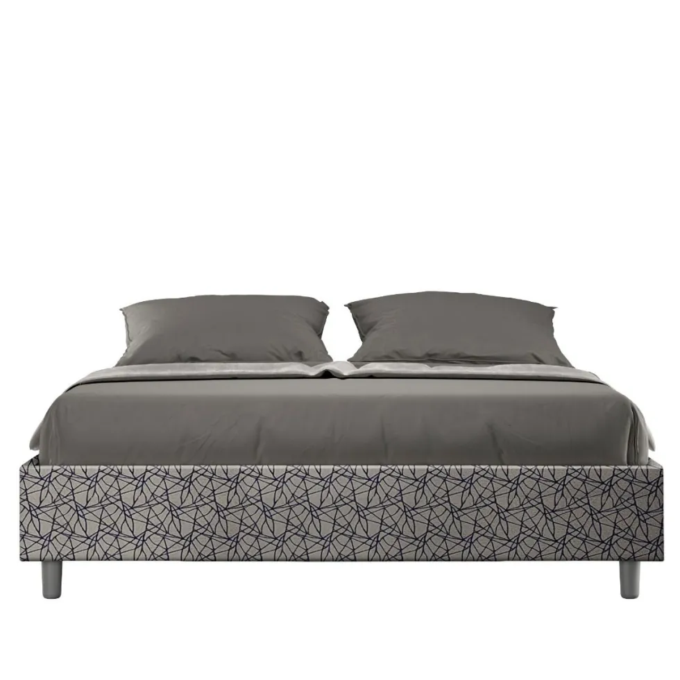 Letto 160x190cm matrimoniale contenitore sommier in tessuto blu LIT362