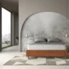 Letto 160x190cm matrimoniale contenitore sommier in tessuto arancio LIT360