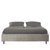 Letto 160x210cm matrimoniale contenitore sommier in tessuto grigio LIT382