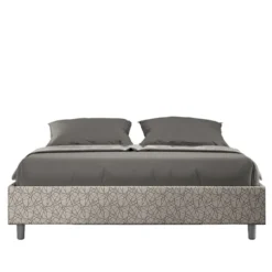 Letto 160x210cm matrimoniale contenitore sommier in tessuto grigio LIT382