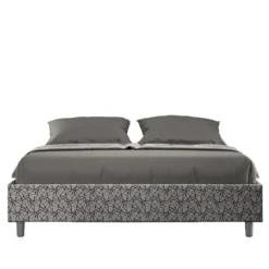 Letto 160x210cm matrimoniale contenitore sommier in tessuto blu LIT382
