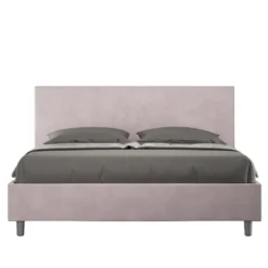 Letto 160x190cm matrimoniale contenitore con testiera imbottita in microfibra glicine lilla LIT388