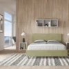 Letto 160x200cm matrimoniale contenitore con testiera imbottita in microfibra tè verde LIT398
