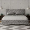 Letto 160x200cm matrimoniale con testiera imbottita in tessuto blu LIT401