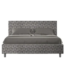 Letto 160x190cm matrimoniale con testiera imbottita in tessuto blu LIT391