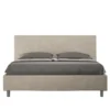 Letto 160x210cm matrimoniale con testiera imbottita in microfibra sabbia beige LIT407