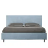 Letto 160x210cm matrimoniale con testiera imbottita in microfibra azzurro LIT407