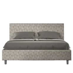 Letto 160x210cm matrimoniale con testiera imbottita in tessuto grigio LIT411