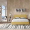 Letto 160x200cm matrimoniale con testiera imbottita in microfibra ocra LIT397