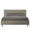 Letto 160x210cm matrimoniale con testiera imbottita in similpelle cappuccino LIT405