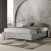 Letto 160x190cm matrimoniale sommier in tessuto bianco LIT363
