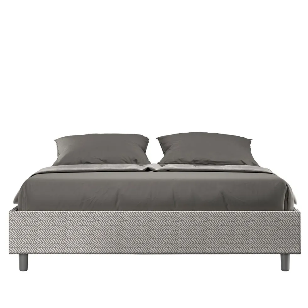 Letto 160x190cm matrimoniale sommier in tessuto bianco LIT363