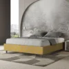 Letto 160x190cm matrimoniale sommier in tessuto giallo LIT361