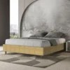 Letto 160x200cm matrimoniale sommier in tessuto giallo LIT373