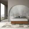 Letto 160x200cm matrimoniale sommier in tessuto arancio LIT371
