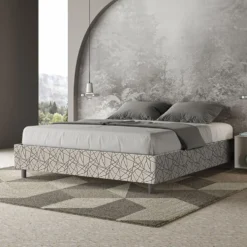 Letto 160x200cm matrimoniale sommier in tessuto grigio LIT371