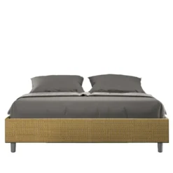 Letto 160x200cm matrimoniale sommier in tessuto giallo LIT369