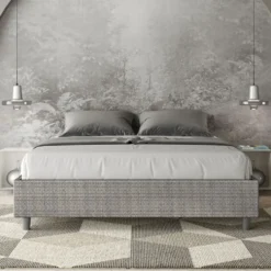 Letto 160x200cm matrimoniale sommier in tessuto grigio LIT369