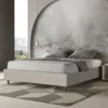 Letto 160x200cm matrimoniale sommier in tessuto bianco LIT369