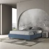 Letto 160x200cm matrimoniale sommier in microfibra blu LIT367