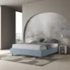 Letto 160x200cm matrimoniale sommier in microfibra azzurro LIT367