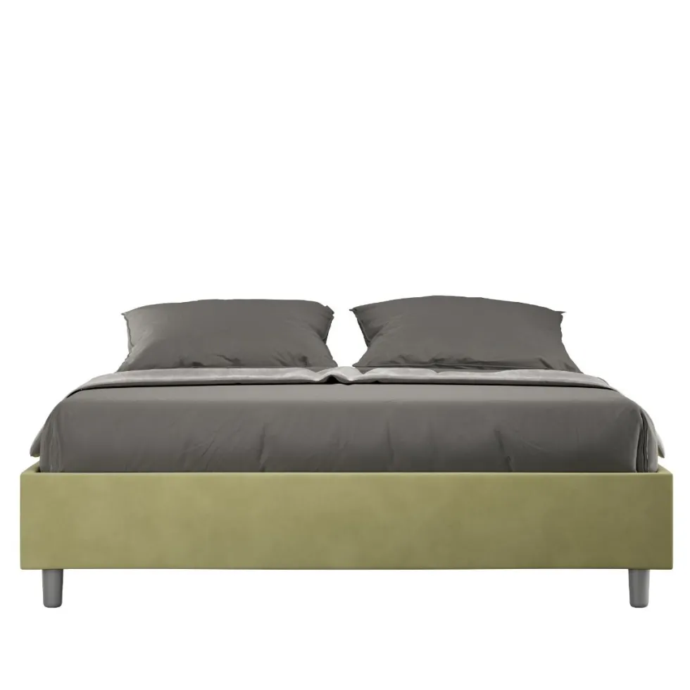 Letto 160x190cm matrimoniale sommier in microfibra tè verde LIT357