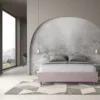 Letto 160x190cm matrimoniale sommier in microfibra glicine lilla LIT357