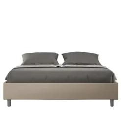 Letto 160x210cm matrimoniale sommier in similpelle tortora LIT375