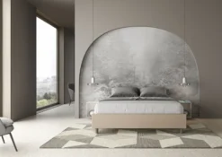 Letto 160x210cm matrimoniale sommier in similpelle tortora LIT375