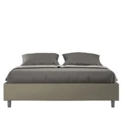 Letto 160x210cm matrimoniale sommier in similpelle cappuccino LIT375