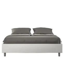 Letto 160x210cm matrimoniale sommier in similpelle bianco LIT375