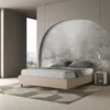 Letto 160x190cm matrimoniale sommier in similpelle tortora LIT355